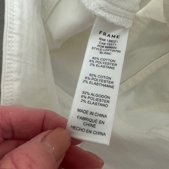 FRAME Denim Le Crop Flare Tie Waist Jeans Size: 28 Color: White - Picture 7 of 9